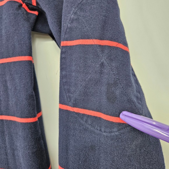 J Crew Rugby Shirt Mens Medium Oarsman Striped Blue Button Up Elbow Patch - Picture 3 of 10